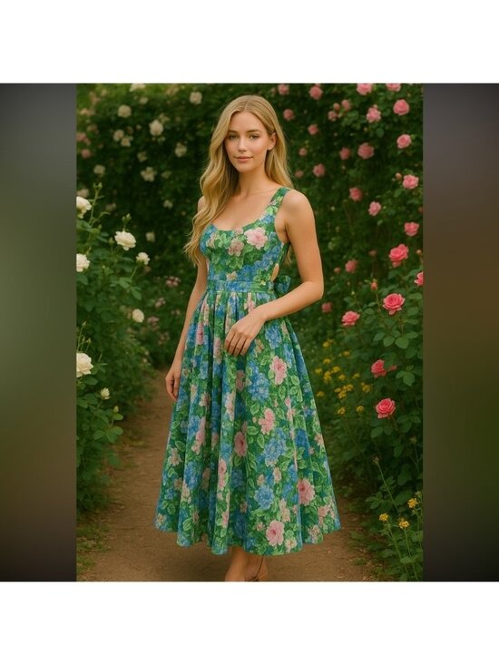 Carol Anderson Dresses & Skirts - Vintage Carol Anderson floral tie back dress pockets 8